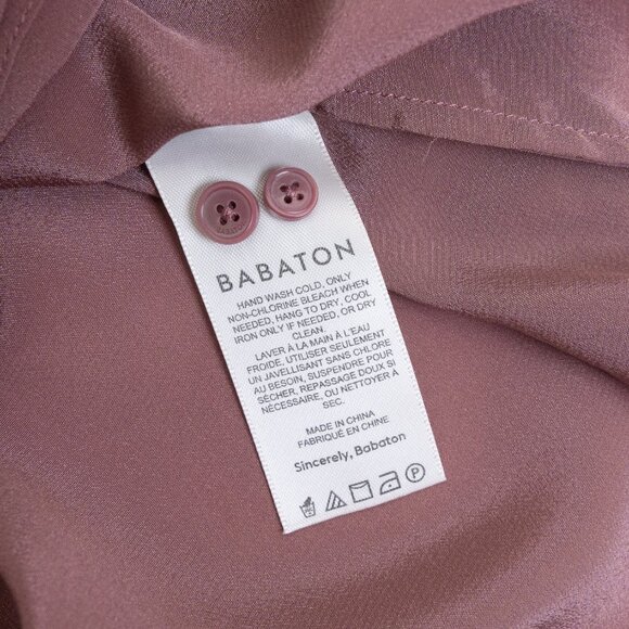 Aritzia Babaton Academy 100% Silk Blouse Button Up Red Willow Mauve Pink - Picture 9 of 13
